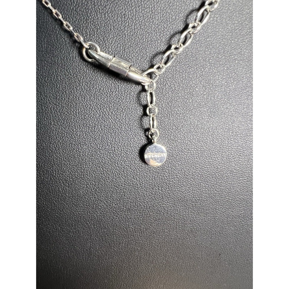 Givenchy Silver Tone Crystal Necklace Y Drop - Picture 5 of 6
